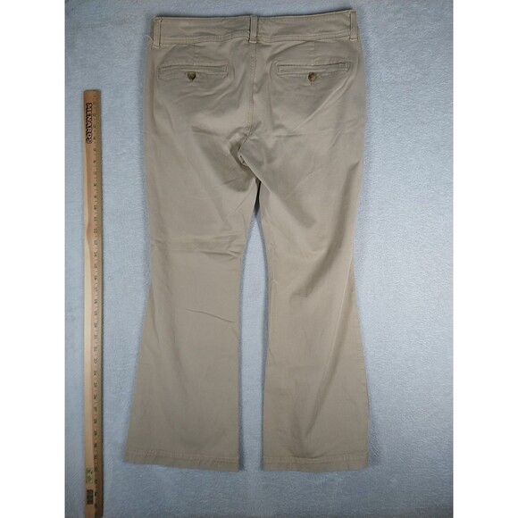 American Eagle Kick Boot Chino Pants 14 Short Beige Mid Rise Stretch Flat Front - Picture 8 of 10